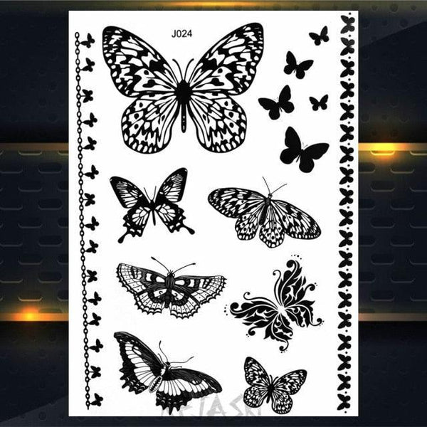 53 Sheets Black Lace Temporary Tattoos Sticker Butterfly Flower Fake Tatoo Sticker Sexy  Black Henna Temporary Tattoos For Women