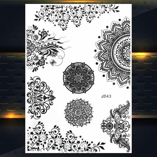 53 Sheets Black Lace Temporary Tattoos Sticker Butterfly Flower Fake Tatoo Sticker Sexy  Black Henna Temporary Tattoos For Women