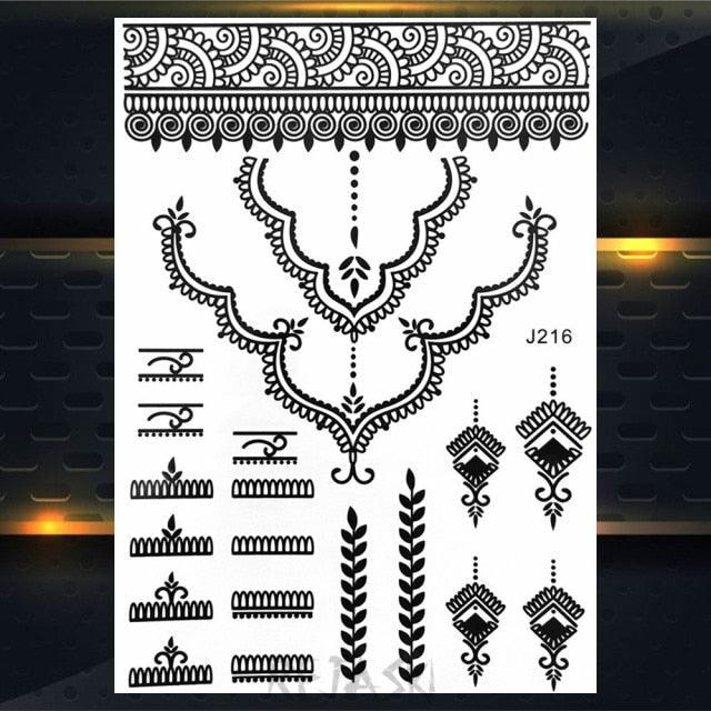 53 Sheets Black Lace Temporary Tattoos Sticker Butterfly Flower Fake Tatoo Sticker Sexy  Black Henna Temporary Tattoos For Women