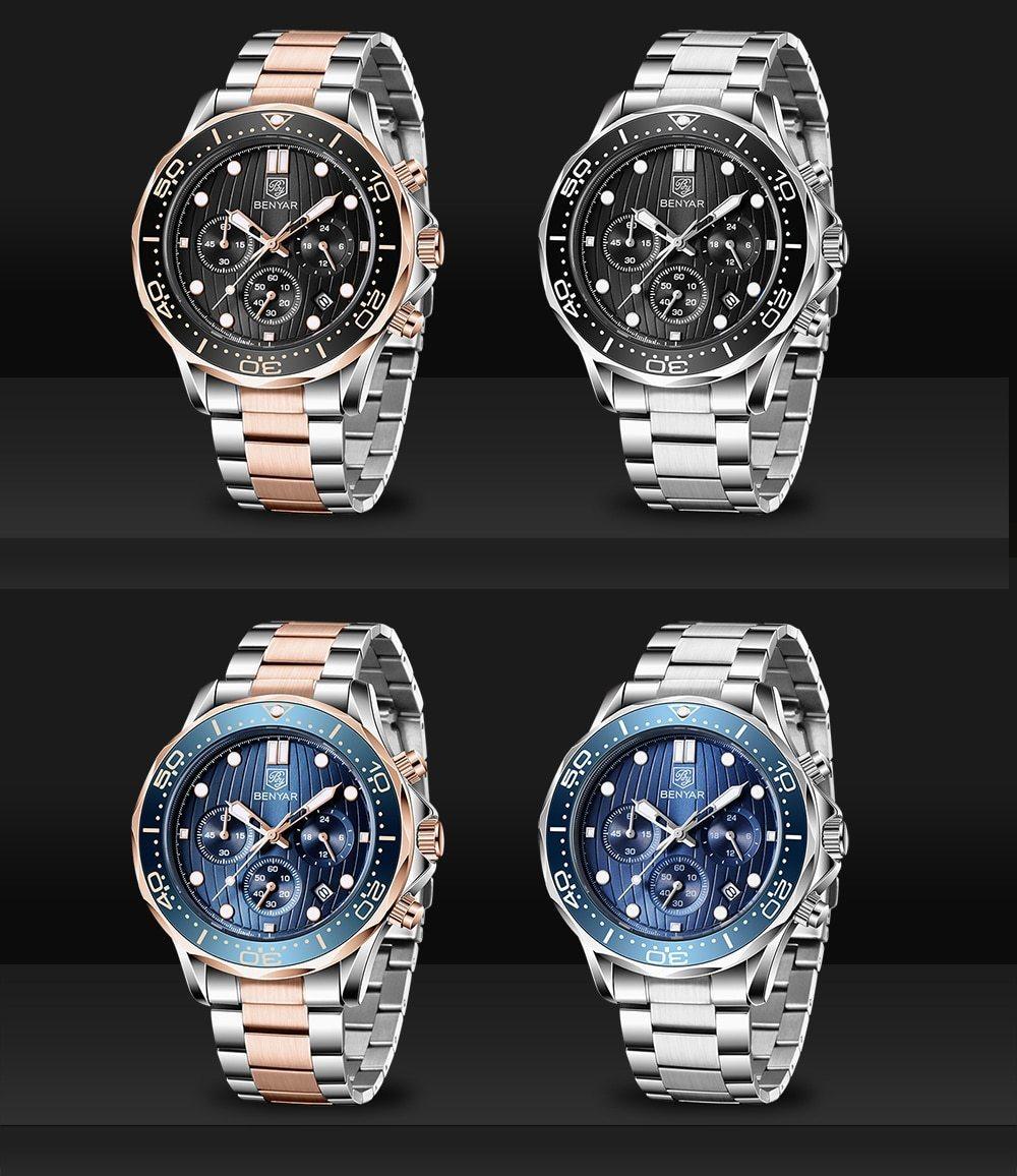 Black Multifunctional Sport Men Watches Luxury Quartz Watches Fashion Chronograph Stylish Elegant Comfortable Watch For Men