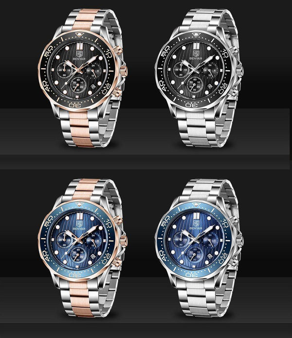 Black Multifunctional Sport Men Watches Luxury Quartz Watches Fashion Chronograph Stylish Elegant Comfortable Watch For Men