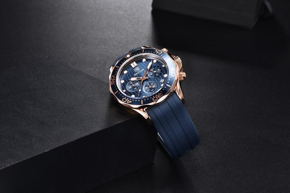 Black Multifunctional Sport Men Watches Luxury Quartz Watches Fashion Chronograph Stylish Elegant Comfortable Watch For Men