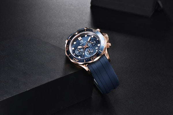 Black Multifunctional Sport Men Watches Luxury Quartz Watches Fashion Chronograph Stylish Elegant Comfortable Watch For Men