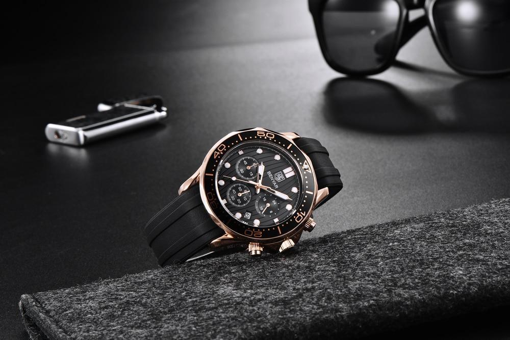 Black Multifunctional Sport Men Watches Luxury Quartz Watches Fashion Chronograph Stylish Elegant Comfortable Watch For Men