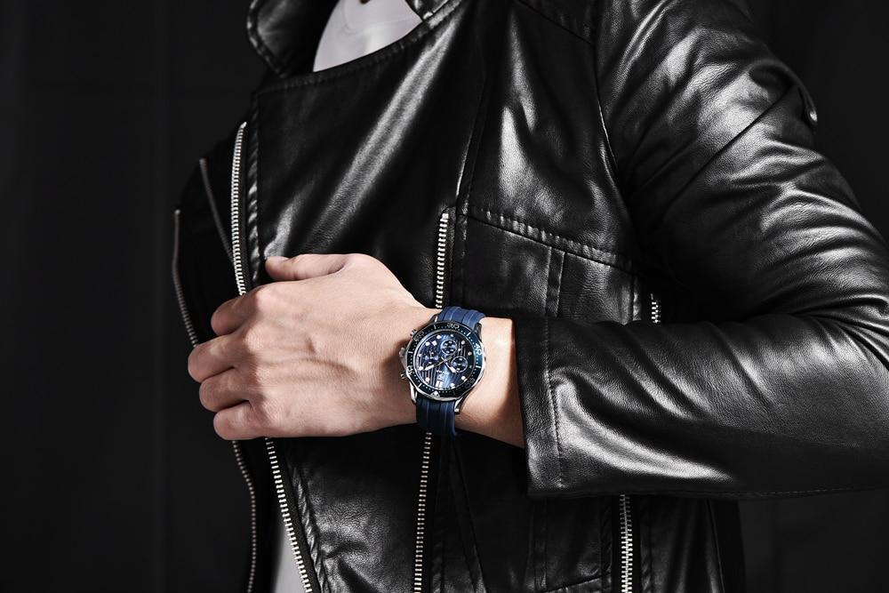 Black Multifunctional Sport Men Watches Luxury Quartz Watches Fashion Chronograph Stylish Elegant Comfortable Watch For Men