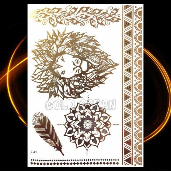 1PC Gold Chain Bracelet Tattoo Sticker Summer Style Fake Jewelry Temporary Tattoo Waterproof Gold Sliver Glitter Body Face Tattoo For Womens