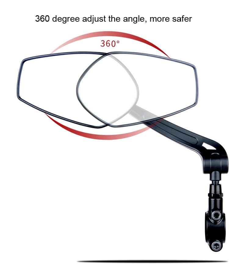 Smart Bicycle Stylish Handlebar Design Reflector Rear View Mirror Mountain Bike Electrical Bike Scooter HD Wide-Range Adjustable Angles Mirror Wide Range Back Reflector Vision Adjustable Left Right Mirrors For Road Electric Bike