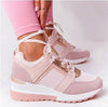 Women Sneakers Leopard Print Lace-Up Women's Vulcanize Shoes Sports Sneakers Breathable Height Increasing Walking Jogging Sneakers Gold Silver Sport Running Women's Sneakers - Pink / 39