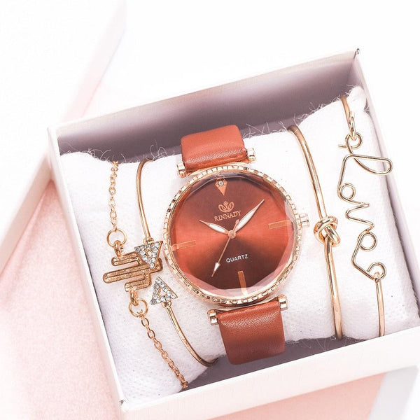 Elegant Style Fashion Womens Watch Luxury Leather Band Analog Quartz Wrist Watch Women Dress Leather Band Thin Minimalist Casual Simple Dress Analog Quartz Wristwatch