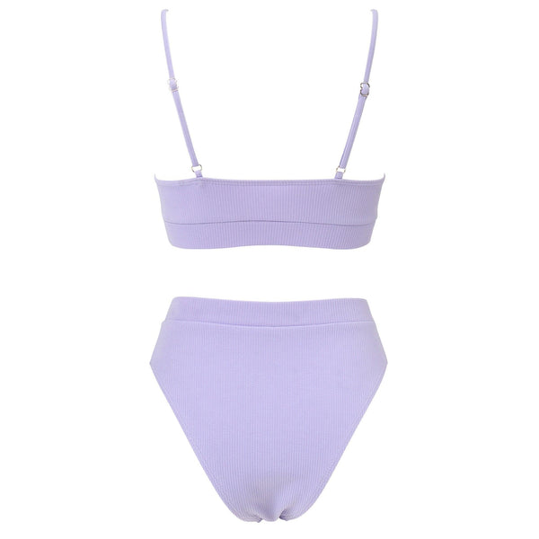 Swimwear Women Ribbed Bathing Suit Female Push Up Bikini Set Women's Bathing Suit Lace up Bikini Ribbed Two Piece Swimsuit Beachwear High Waist Bikini Women's Swimsuit