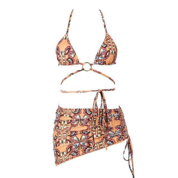 3-Piece Bikinis Suit Halter Polka Dot Swimwear Women Beachwear Women's 3 Piece Bikini Set Swimsuit Cover Ups Sheer Sarongs Beach Wrap Skirt Bathing Suit Swimsuit Female Holiday Beach Skirt Bikini Set