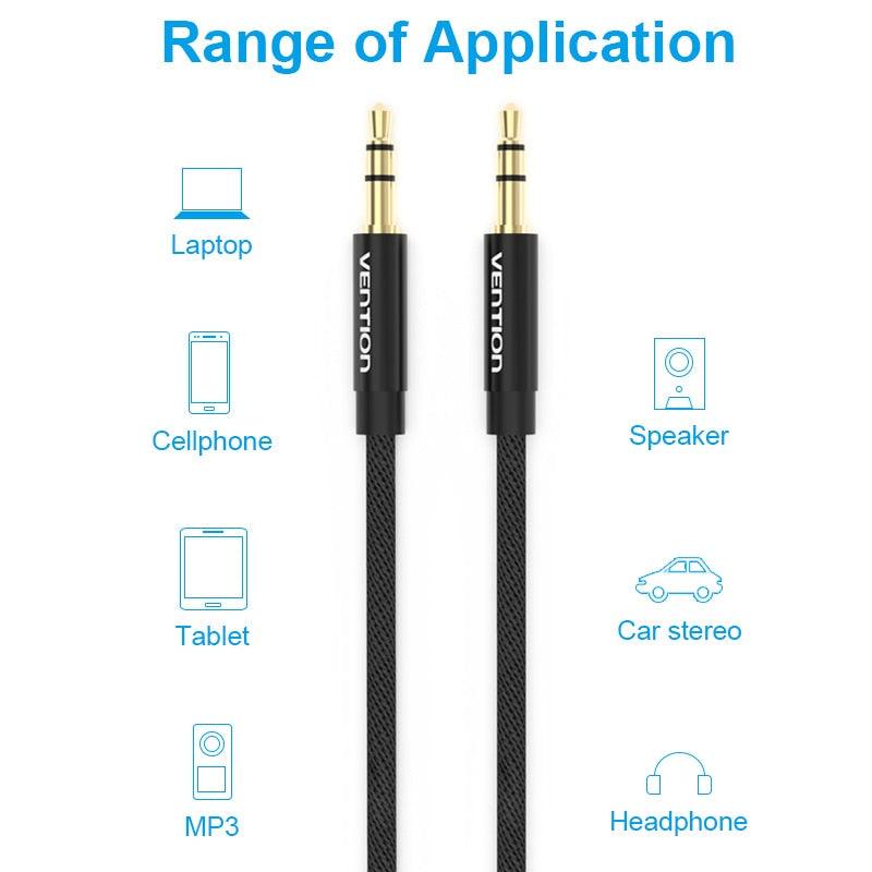 Durable 3.5mm Audio Aux Cable Jack For Speaker Headphone Car Audio Mobile Phones