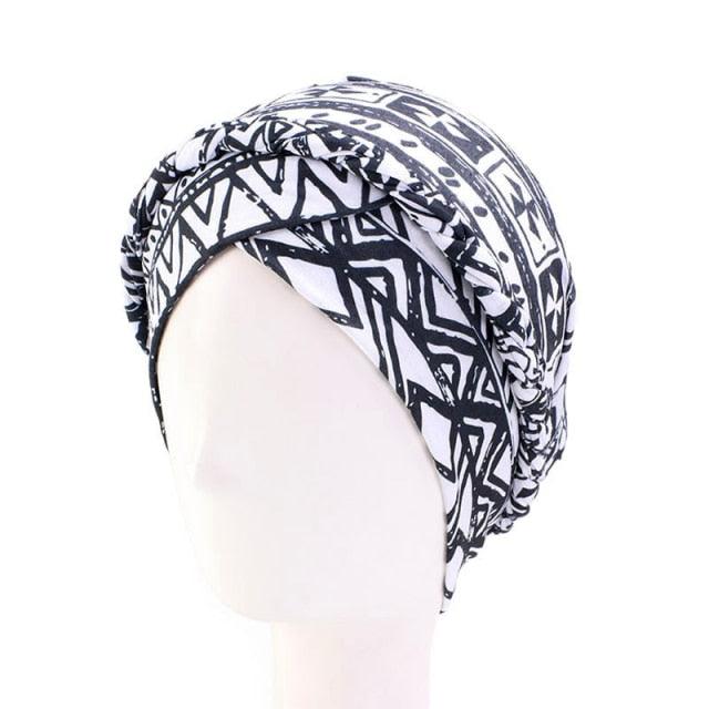 Fashion Soft Cotton Print Braid Turban Lightweight Muslim Turbans Head For Women Women's Hijabs Caps Hat Lightweight Inner Hijab Caps Elegant Arab Wrap Head Scarves Turban Scarf For Women