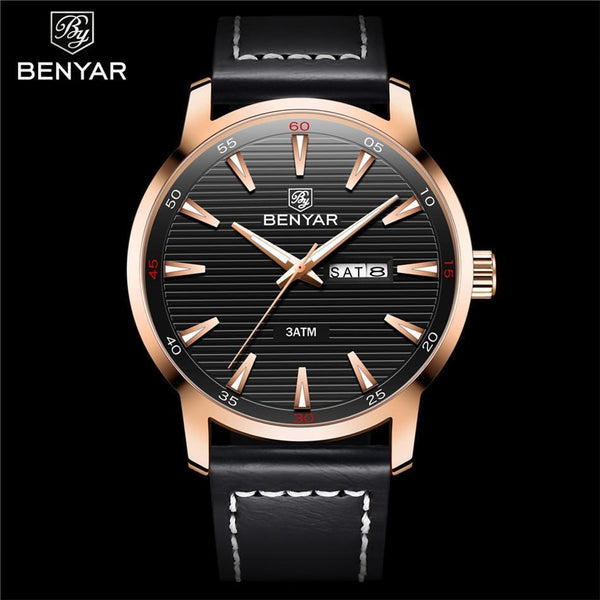 New Black Casual Fashion Simple Men's Watch Analog Quartz Waterproof Luxury Leather Strap Men Elegant Watch