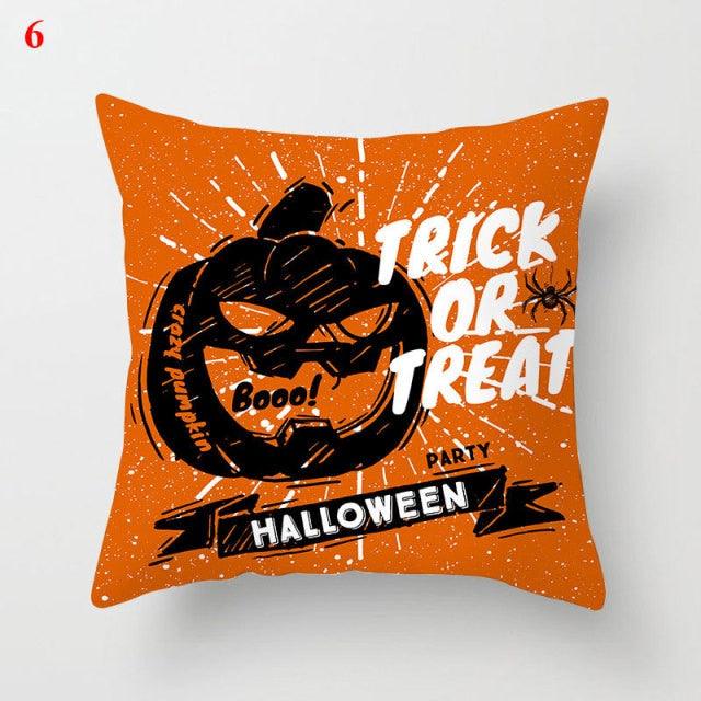 Halloween Cushion Cover Soft Linen Pillow Case Sofa Decoration Pumpkin Printed Pillow Case Orange And Black Pillow Cover For Living Room Car Pillowcase Home Supplies