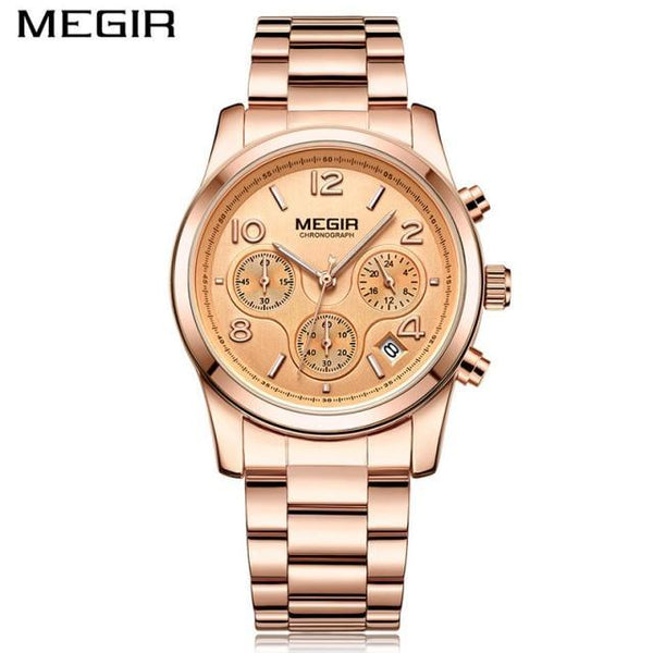 Multifunctional Business Women Watches Quartz Waterproof Stainless Watch Elegant Shine Round Design