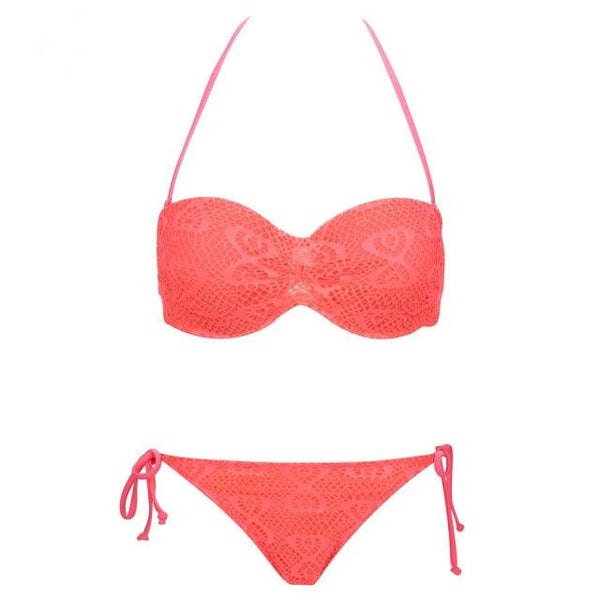 Bikini Solid Strappy Bandage Bikinis Set White Push Up Bikini Swimwear Swimsuit Bathing Suit Women's Ribbed Tie Bikini Adjustable Lace Up Bottom String Women Swimsuit