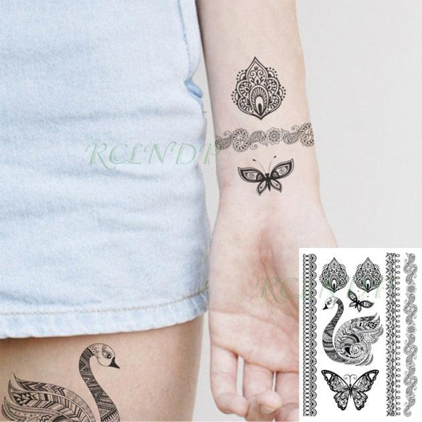 57 Sheets Temporary Tattoo Stickers Set Waterproof Temporary Tattoo Waist Arm Modern Stylish Big Black Tattoos For Womens Mens