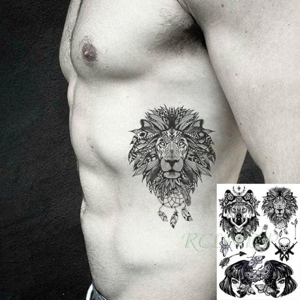 57 Sheets Temporary Tattoo Stickers Set Waterproof Temporary Tattoo Waist Arm Modern Stylish Big Black Tattoos For Womens Mens