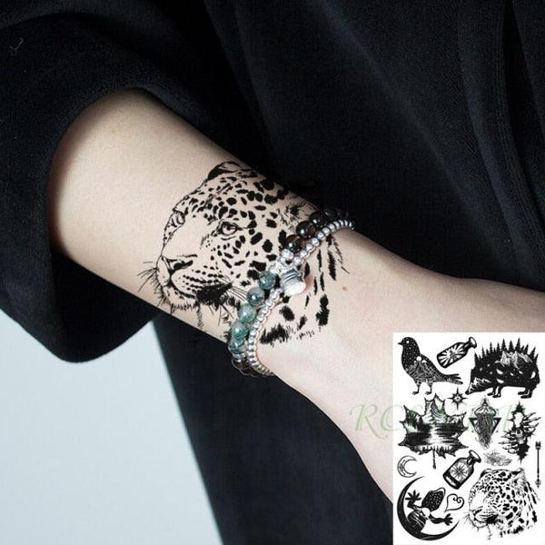 57 Sheets Temporary Tattoo Stickers Set Waterproof Temporary Tattoo Waist Arm Modern Stylish Big Black Tattoos For Womens Mens