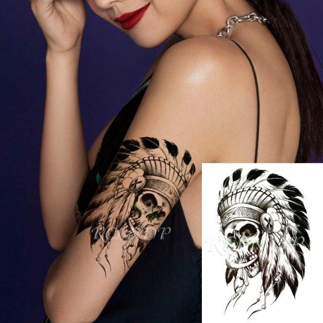 57 Sheets Temporary Tattoo Stickers Set Waterproof Temporary Tattoo Waist Arm Modern Stylish Big Black Tattoos For Womens Mens