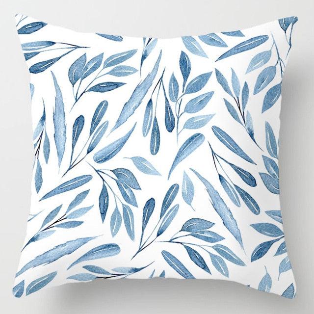 Modern Simple Blue Geometric Pillow Cover Home Sofa Decorative Blue Sea Texture Cotton Linen Cushion Home Decorative Pillow Case 45x45cm