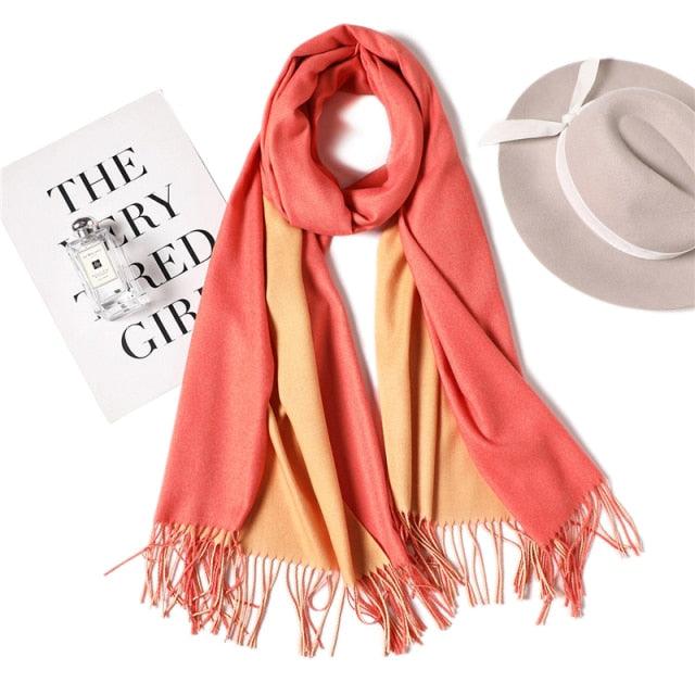 Fashion Winter Solid Soft Scarf Cashmere Lightweight Scarves Shawls Cashmere Escharpe Scarfs Lightweight Shawls Hijabs Shawls Escharpe Elegant Wrap Blanket Bandana Tassel For Lady