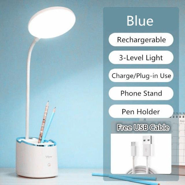 Rechargeable Table Lamp Storage Pen Holder Lamps Table 18 PCS LED Touch Table Lamp USB Hose Phone Stand Student Desk Lamp Decorative Table Lamp Cute Study Lamps for Bedroom Décor