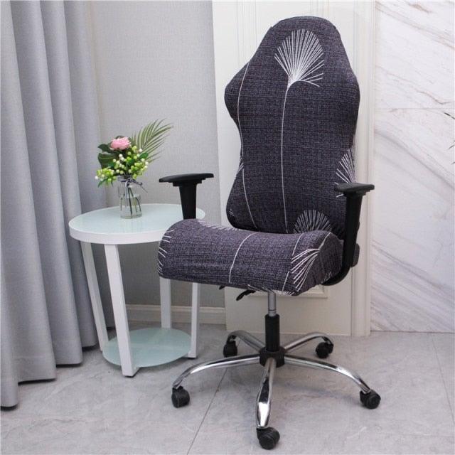 Office Computer Gaming Chair Covers Stretch Spandex Armchair Gamer Seat Cover Printed Household Racing Desk Rotating Slipcovers Soft Fit Universal Desk Rotating Chair Slipcovers, Removable Washable Anti-Dust Spandex Chair Protector Cover With Zipper