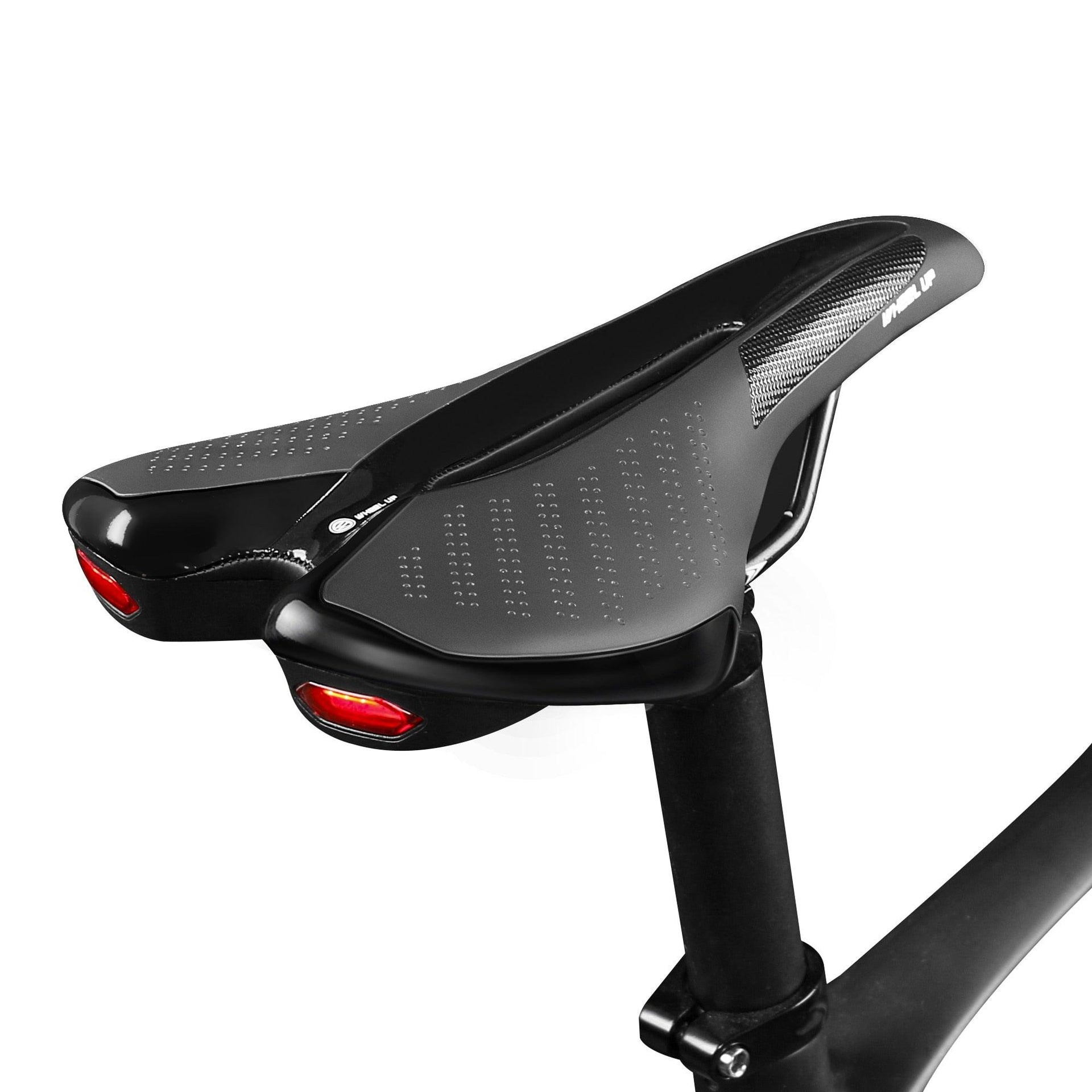 Road Bike Saddle Bicycle Seat With Warning Taillight USB Charging Mountain Cycling Racing PU Breathable Soft Seat Cushion Comfortable Bicycle Seat With Central Relief Zone Ergonomics Design Exercise Bike Seat