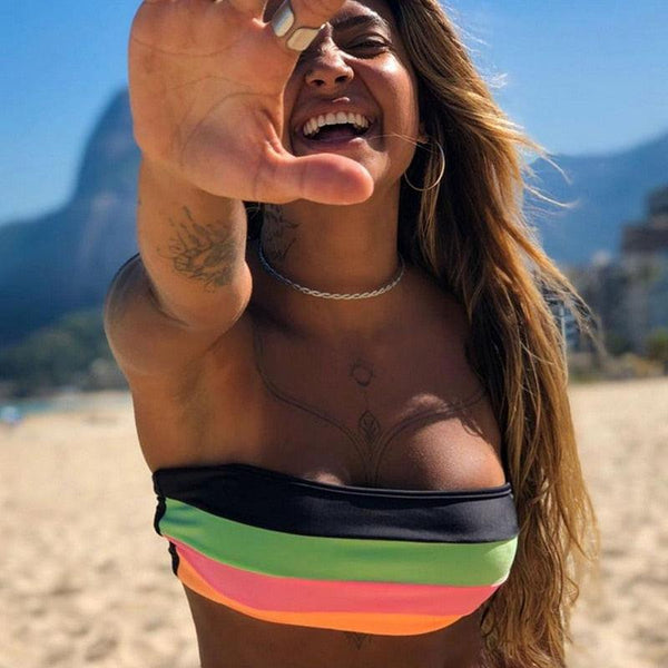 Women Swimsuit Bikini Set New Arrival Women Bandage Bathing Suit Female Swimwear Bathing Suits Beach Wear Bikini Sets Striped Swim Beach Wear