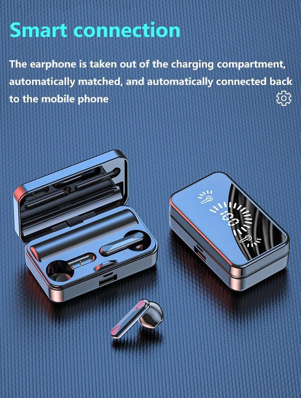 Bluetooth 5.1 Wireless Headphones  Waterproof Sports Workout Earphones With Microphone Bluetooth In Ear Headphones Wireless Headset Quality Deep Bass Soft Earmuffs  Light Weight Built-in Microphone Charging Box 3500mAh