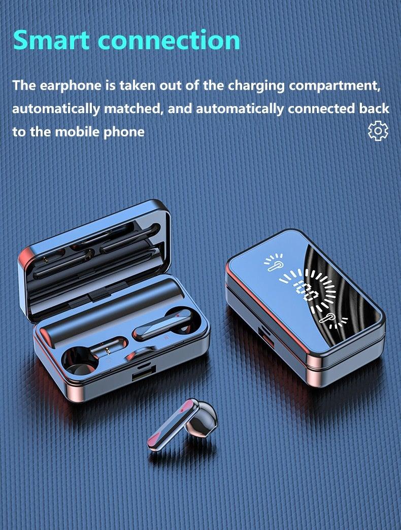 Bluetooth 5.1 Wireless Headphones  Waterproof Sports Workout Earphones With Microphone Bluetooth In Ear Headphones Wireless Headset Quality Deep Bass Soft Earmuffs  Light Weight Built-in Microphone Charging Box 3500mAh