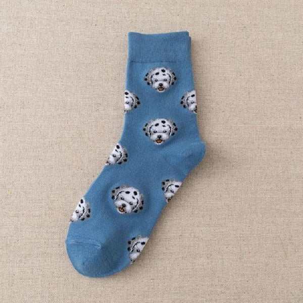 New Cute Cartoon Dog Middle Tube Socks Creative Female Socks Warm Socks Teddy Pomeranian Cotton Socks Stylish Unisex Short Ankle Socks For Men And Women