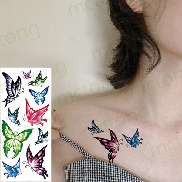 3D Butterfly Waterproof Temporary Tattoo Sticker Snake Flowers Elegant Small Popular Tattoo For Womens Mens
