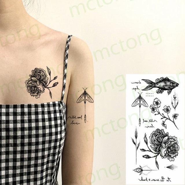 3D Butterfly Waterproof Temporary Tattoo Sticker Snake Flowers Elegant Small Popular Tattoo For Womens Mens