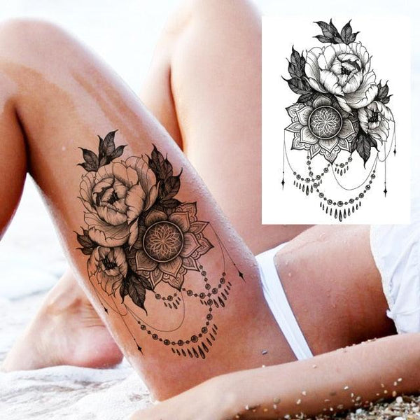 53 Sheets Black Lace Temporary Tattoos Sticker Butterfly Flower Fake Tatoo Sticker Sexy  Black Henna Temporary Tattoos For Women