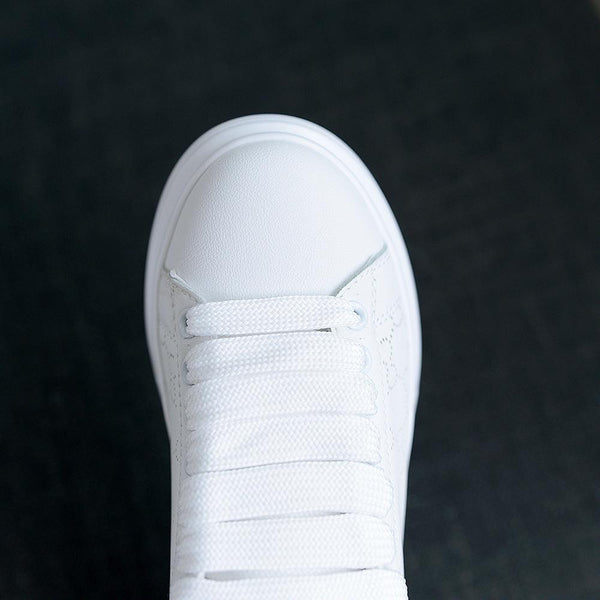 New Fashion White High Quality Women's White Thick Soled Sports Casual Couple Shoes Summer Lace-Up Trainers Gym Tennis Running Breathable High Quality Sneakers