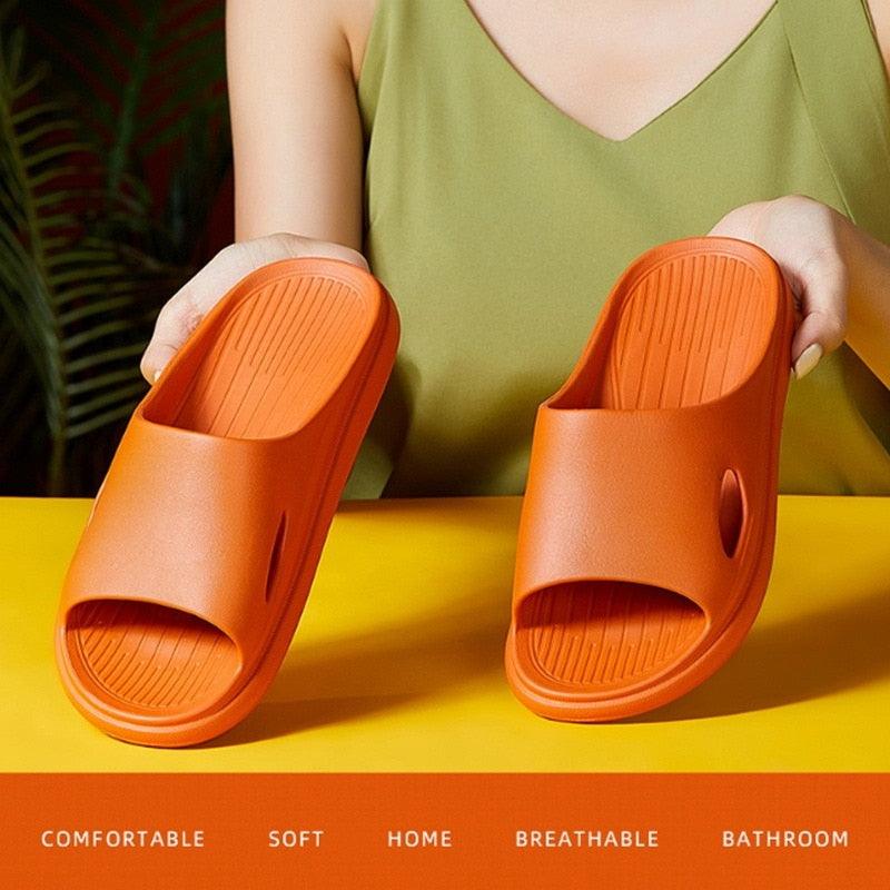 Women Summer Slippers Beach Slide Sandals Flip Flops Non-slip Soft Sole Men Couple Casual Shoes Non-Slip Quick Drying Slipper For Women Men Thick Sole Indoor Home Spa Open Toe Sandals