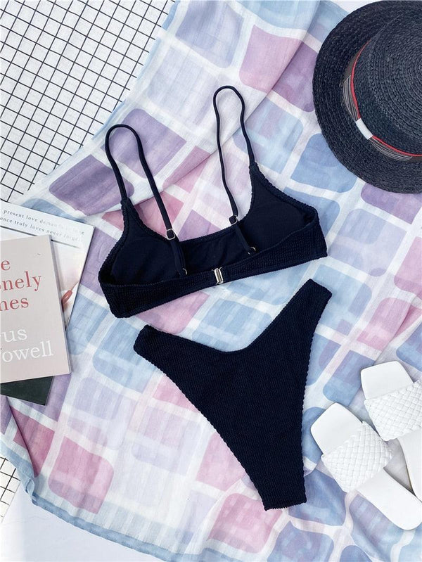 Women One-Shoulder Bikini Swimsuit Women Push Up Swimwear Women's Bathing Suit Comfortable Bikini Ribbed Two Piece Swimsuit Bikini Set Summer Bathing Suit Beach Wear Swimming Suit