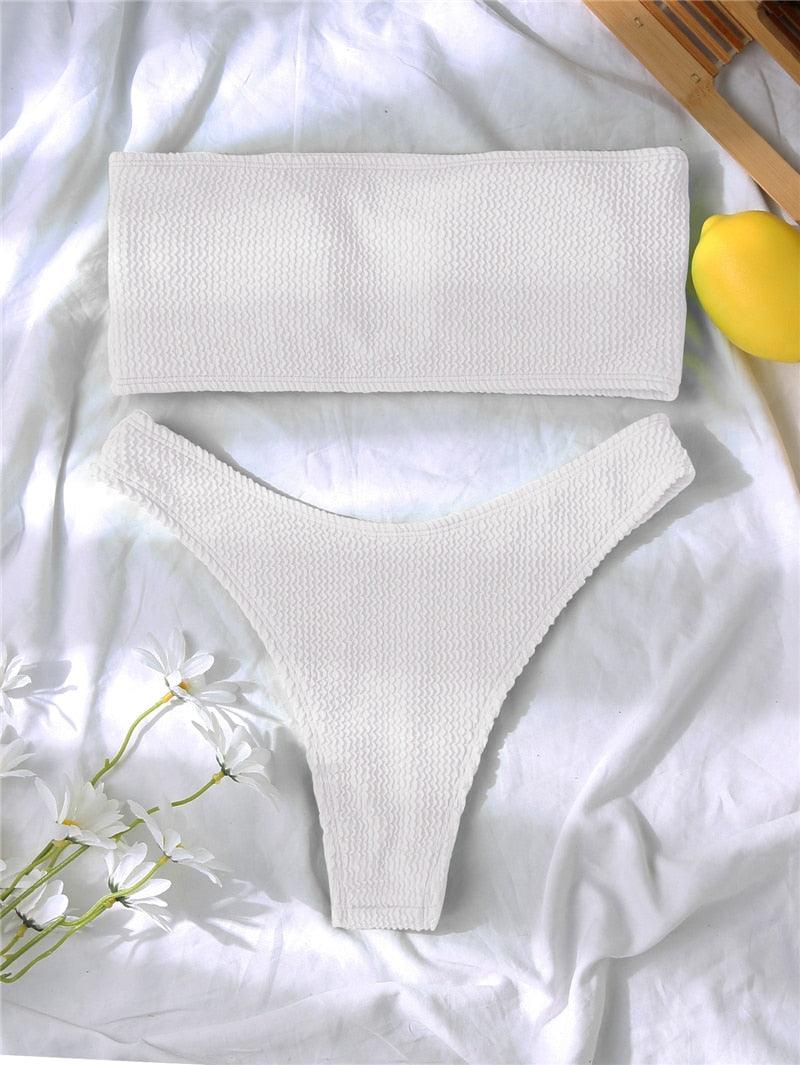 Women One-Shoulder Bikini Swimsuit Women Push Up Swimwear Women's Bathing Suit Comfortable Bikini Ribbed Two Piece Swimsuit Bikini Set Summer Bathing Suit Beach Wear Swimming Suit