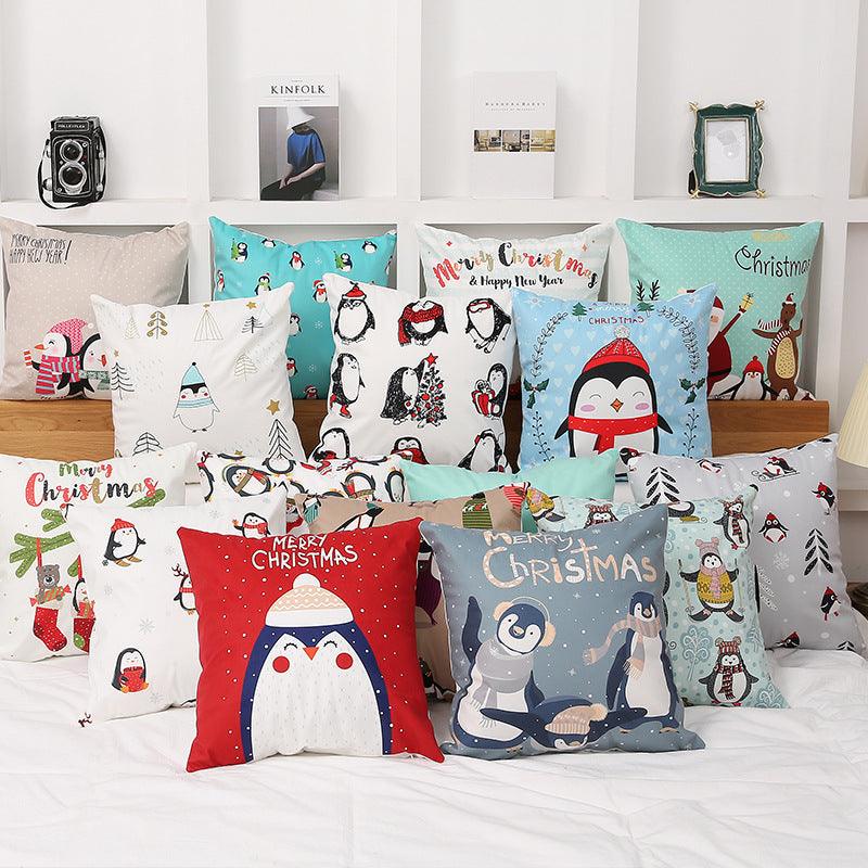 New Year Christmas Decorations Pillows Cover Christmas Décor for Home Christmas Tree Snowflake Snowman Reindeer Home Decor Throw Pillow Case Cushion Cover Santa Merry Christmas Gift Xmas 45x45cm