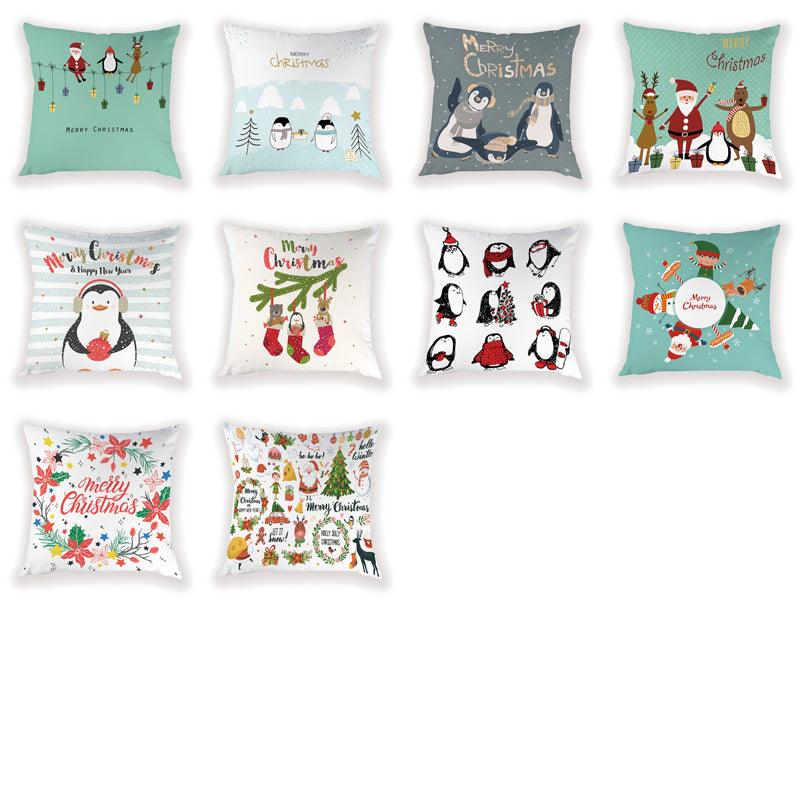New Year Christmas Decorations Pillows Cover Christmas Décor for Home Christmas Tree Snowflake Snowman Reindeer Home Decor Throw Pillow Case Cushion Cover Santa Merry Christmas Gift Xmas 45x45cm