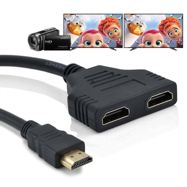 1PC HDMI Splitter 1080P HDMI Male To Double Female Adapter Cable 1 In 2 Out HDMI Converter HDMI Splitter Adapter Cable For HDTV HD LED LCD