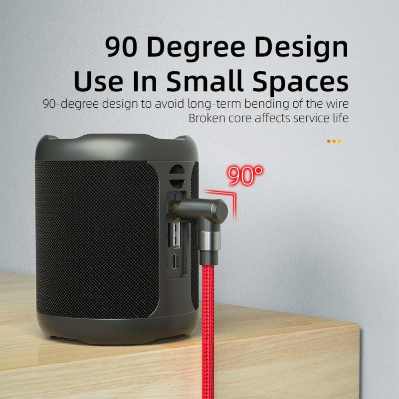 90Degree 3.5mm Right Angle AUX Audio Cable Jack For Headphone Extension Wire