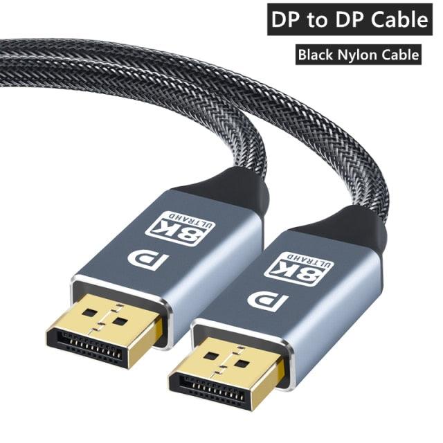 1m/2m/5m High Speed 1.4Gbp Slim and Flexible Ultra HD 8K 4K 144Hz 165Hz Display Port Adapter For Monitor PC Laptop Projector