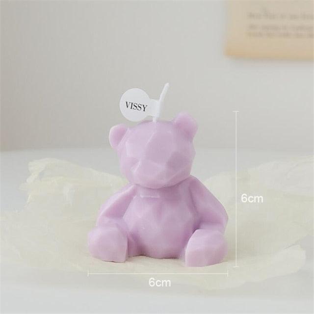 Handmade Scented Candles Creative Teddy Dog Candles Cute Bear Birthday Candles Bear Shaped Cool Candles Scented Funky Candles Aesthetic Candles Birthday Cake Decoration Cake Topper Decor For Baby ShoweAromatherapy Teddy Bear Shape Candle Gift