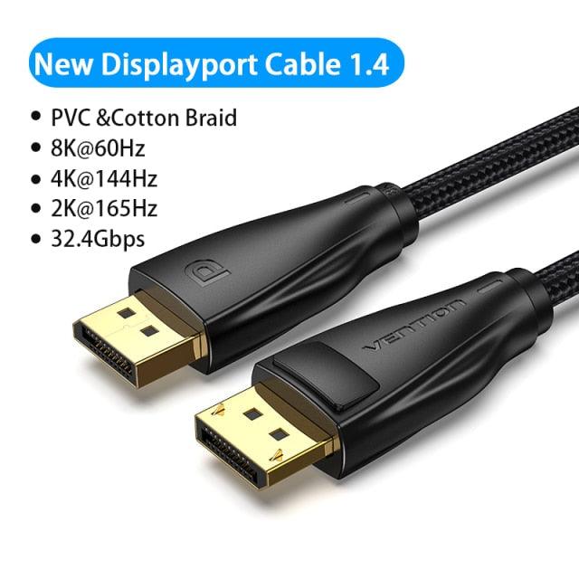 Fast 1.4Gbps 8K 60Hz 4K HDR  Display Port Audio Cable for Video PC Laptop TV