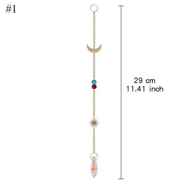 Home Decor Crystal Sun-catchers Window Pendant Hanging Curtain Wind-chimes Light Catcher Star Moon Pendant Rainbow Wind Chime Prisms Wind Chime Hanging Ornaments For Garden Home Christmas Decorations Gift