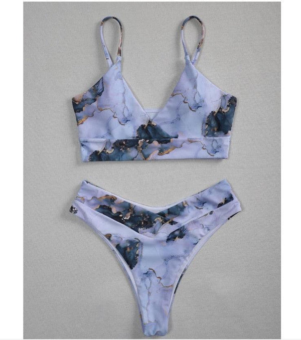 Swimwear Women Ribbed Bathing Suit Female Push Up Bikini Set Women's Bathing Suit Lace up Bikini Ribbed Two Piece Swimsuit Beachwear High Waist Bikini Women's Swimsuit